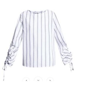 Harshman NWT Catarina Drawstring‎ Sleeves Tunic White/Navy Size 1X MSRP $193